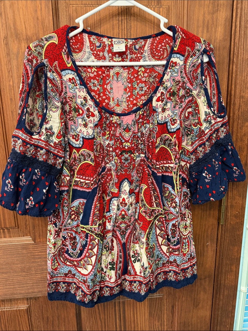 Bila Red, Navy & Cream Paisley Boho Tunic